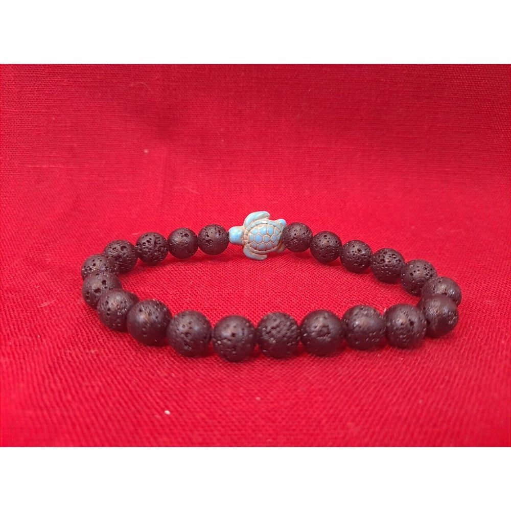 New In Packaging Black With Natural Stone Sea Turtle‎ Beaded Stretch Bracelet - Picture 4 of 6